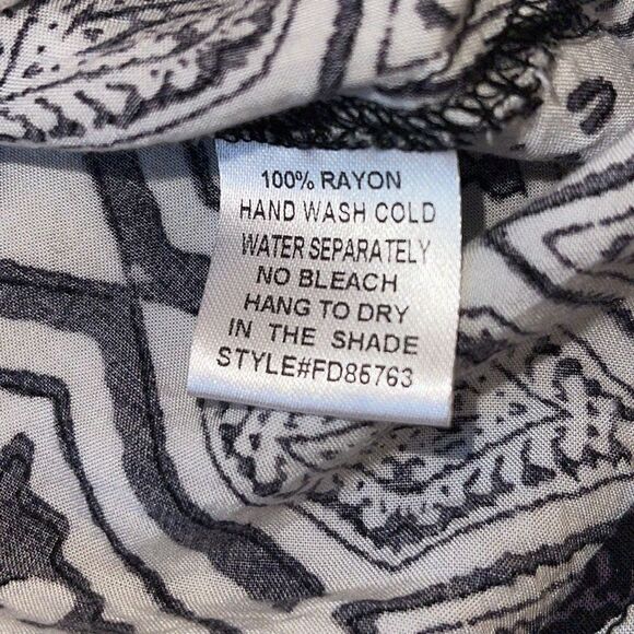 Fun2fun Women's 3/4 Sleeve Top Blouse Bohemian Geometric Tunic Black Size Medium - Picture 6 of 11